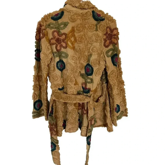 Edgewood Men's Beige Long Sleeve Open Front Belted Waist Jacket Size 6 - Picture 4 of 9